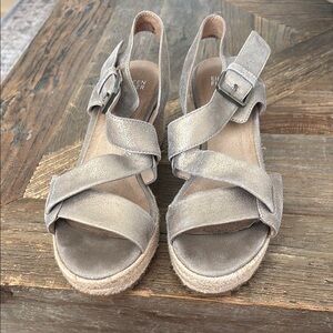 Eileen Fisher Gray Espadrille Shoes with Criss-Cross Straps